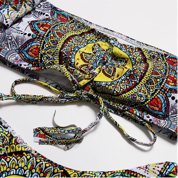 SOLD OUT CLEARANCE Bohemian Mandala Off Shoulder 2Pc Bikini Swimsuit - Picture 2 of 5